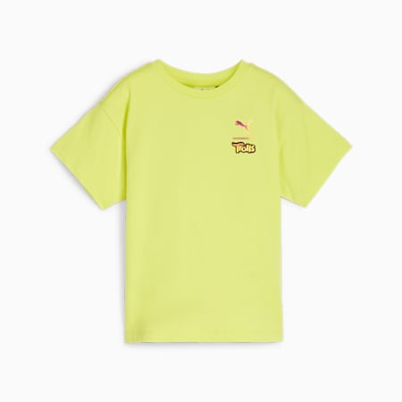 PUMA x TROLLS T-shirt met print voor kinderen, Lime Sheen, small