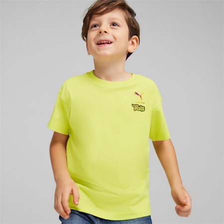 PUMA x TROLLS T-shirt met print voor kinderen, Lime Sheen, small