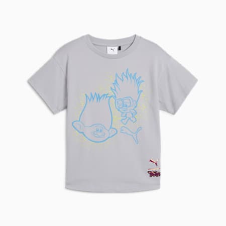 PUMA x TROLLS T-shirt met print voor kinderen, Gray Fog, small