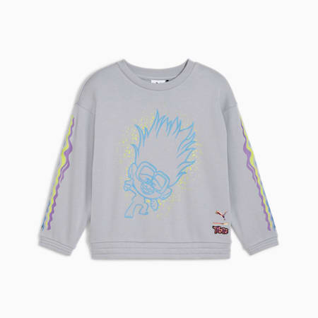 PUMA x TROLLS Kids' Sweatshirt, Gray Fog, small