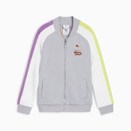 PUMA x TROLLS Kids' T7 Track Jacket, Gray Fog, small-PHL