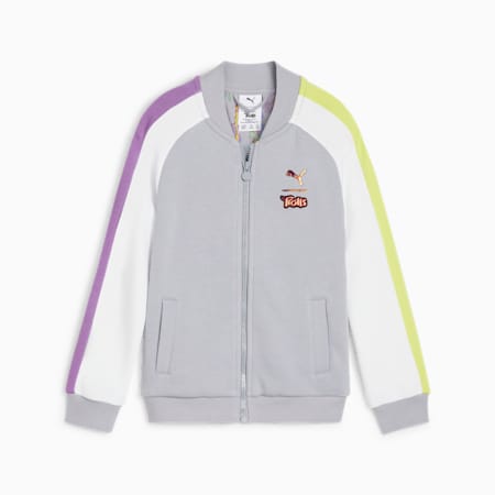 PUMA x TROLLS Kids' T7 Track Jacket, Gray Fog, small-SEA