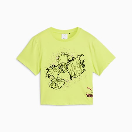 PUMA x TROLLS Little Kids' Graphic Tee, Lime Sheen, small