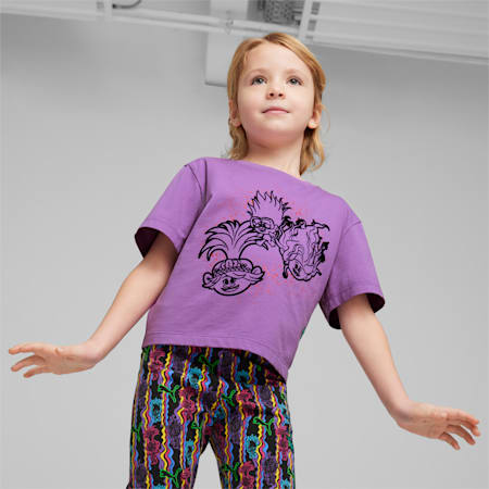 PUMA x TROLLS Graphic Tee - Kids 4-8 years, Ultraviolet, small-AUS