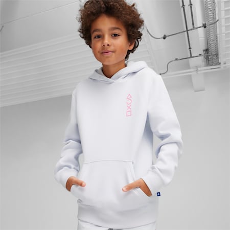 PUMA x PLAYSTATION Hoodie - Youth 8-16 years, Silver Mist, small-AUS