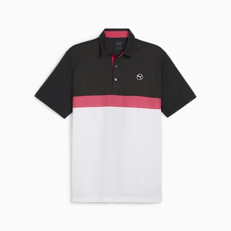 Pure Colourblock Golf-Poloshirt Herren, White Glow-PUMA Black, small