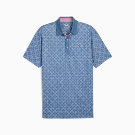 Pure Monogram Men's Golf Polo, Blue Horizon-Mauved Out, small-IDN