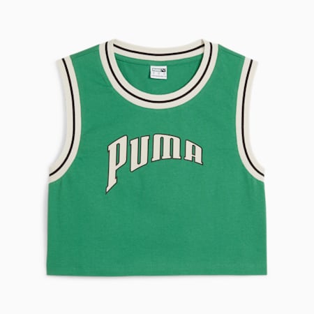 PUMA TEAM Women's Graphic Crop Top, Archive Green, small-IDN