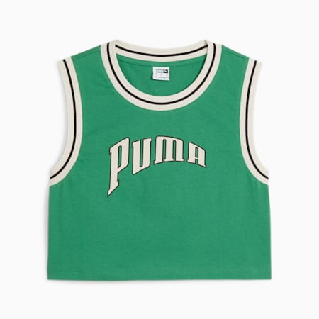 PUMA TEAM Women's Graphic Crop Top, Archive Green, small-PHL