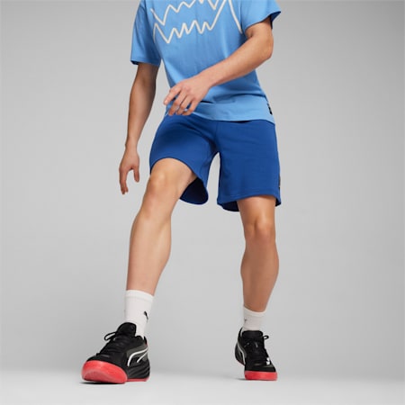 Pivot Men's Basketball Sweat Shorts, Cobalt Glaze, small-AUS
