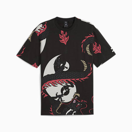 PUMA X STAPLE T-shirt met all-over print, PUMA Black-Staple Pink, small