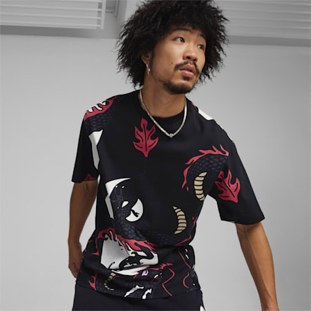 T-shirt à imprimé all-over PUMA X STAPLE, PUMA Black-Staple Pink, small-PHL