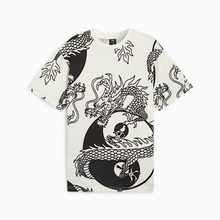 PUMA X STAPLE T-shirt met all-over print, Warm White-Puma black, small