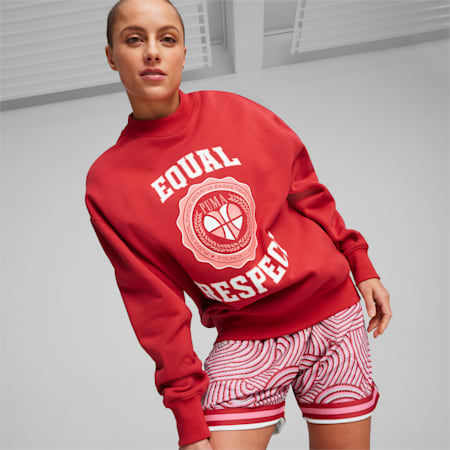 Game Love Women's Basketball Sweatshirt, Club Red, small-AUS