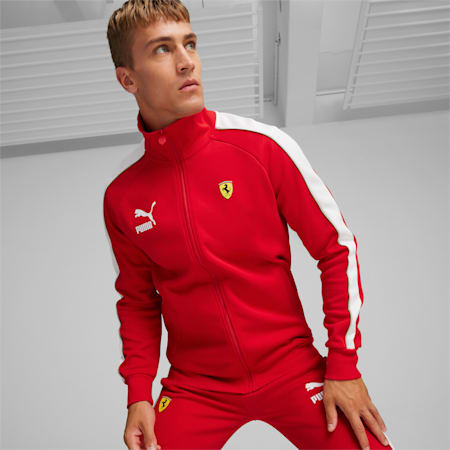 เสื้อแจ็คเก็ตแข่งรถผู้ชาย Scuderia Ferrari Race Iconic T7, Rosso Corsa