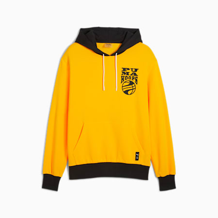 Hoodie Posterize 2.0 PUMA HOOPS, Yellow Sizzle-PUMA Black, small