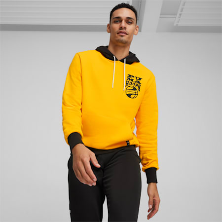 Posterize 2.0 Men's Basketball Hoodie, Yellow Sizzle-PUMA Black, small