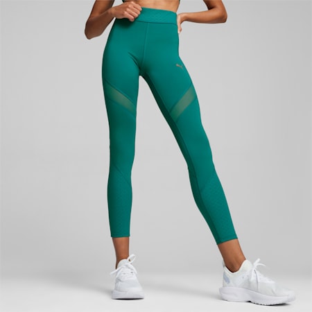 PUMA Women's Train Seamless High Waist 7/8 Tights, Green Glare-Green Flash,  X-Large