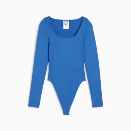 PUMA x PAMELA REIF geribbelde bodysuit voor dames, Bluevender, small