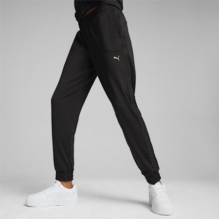 PUMA x PAMELA REIF tapered sweatpants voor dames, PUMA Black, small