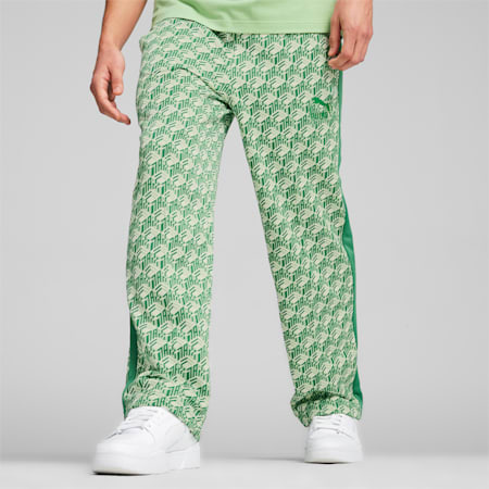 T7 Men's Straight Track Pants, Archive Green-AOP, small-THA