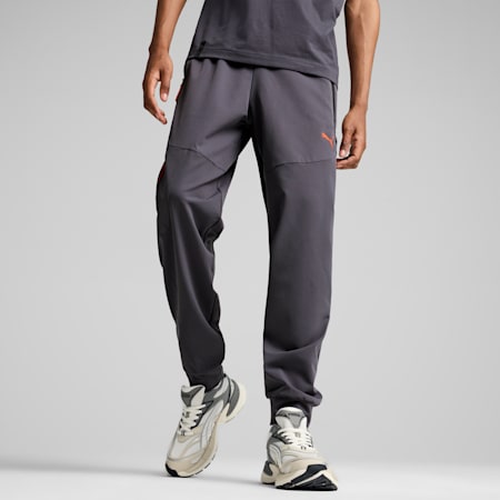 PUMATECH Men's Track Pants, Galactic Gray-Redmazing, small-NZL