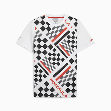 F1 ESS Motorsport T-shirt met all-over-print voor heren, PUMA White, small