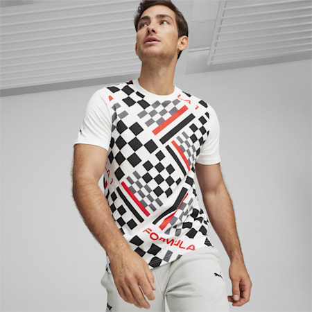 F1 ESS Motorsport T-shirt met all-over-print voor heren, PUMA White, small