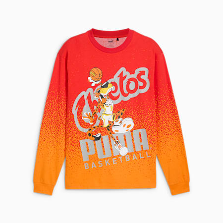 PUMA HOOPS x CHEETOS Long Sleeve Tee, For All Time Red-Rickie Orange, small