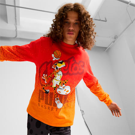 PUMA HOOPS x CHEETOS® Long Sleeve Tee, For All Time Red-Rickie Orange, small