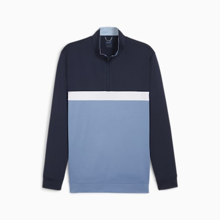 Pure Colorblock Men's Golf 1/4 Zip Pullover, Deep Navy-Zen Blue, small