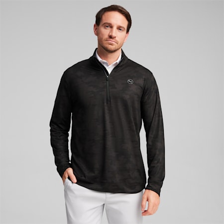 Cloudspun Camo Men's Golf 1/4 Zip Pullover, PUMA Black, small-AUS