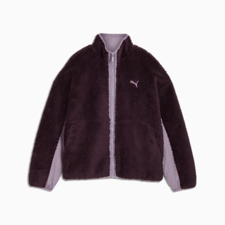 Reversible Sherpa Jacket Women, Midnight Plum, small