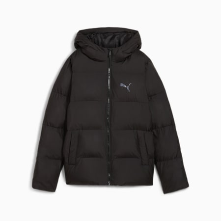 Poly Hooded Puffer Jacket - Youth 8-16 years, PUMA Black, small-AUS