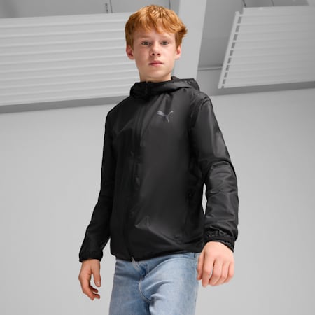 Fleece Line Windbreaker - Youth 8-16 years, PUMA Black, small-AUS