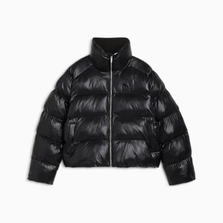 Shiny Women's Puffer Jacket, PUMA Black, small-AUS