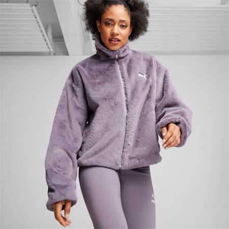 Soft Fleece Jacket Women, Pale Plum, small