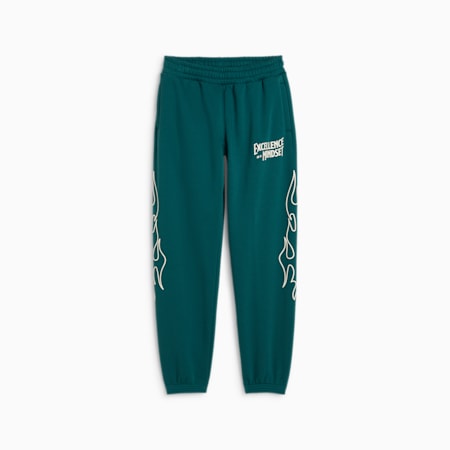 Basketball Caution Pants - Boys 8-16 years, Cold Green, small-NZL