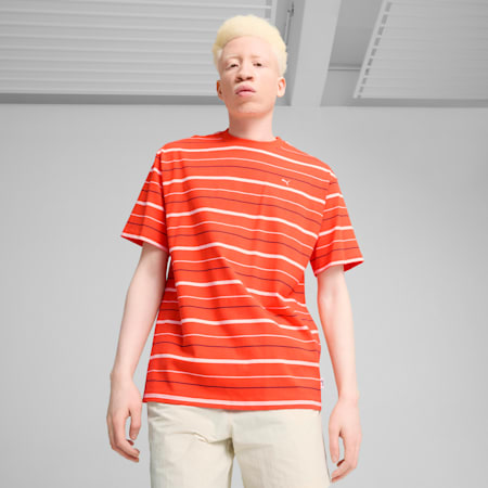 MMQ Striped Tee Men, Redmazing, small