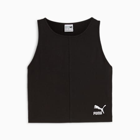 CLASSICS Geripptes Crop-Top Damen, PUMA Black, small