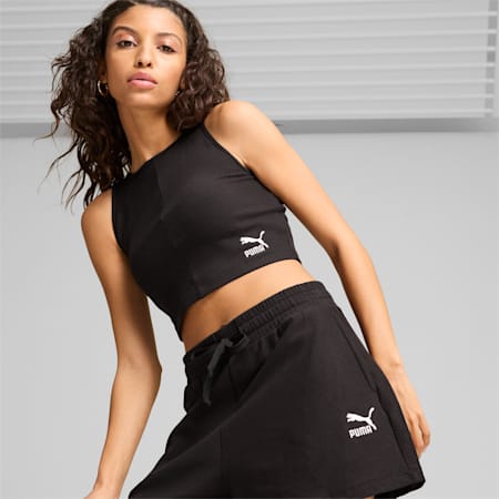 CLASSICS Geripptes Crop-Top Damen, PUMA Black, small