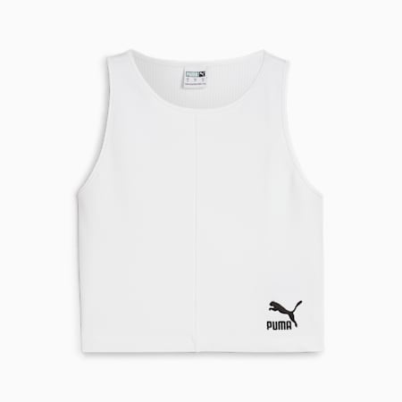 CLASSICS Geripptes Crop-Top Damen, PUMA White, small