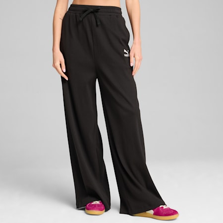 CLASSICS Ribbed Women's Relaxed Pants, PUMA Black, small-AUS