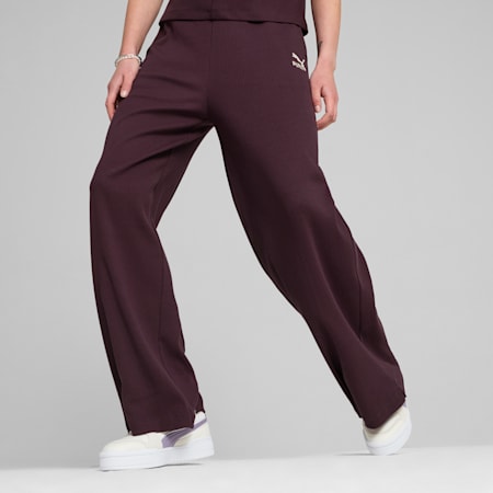 CLASSICS Ribbed Relaxed Pants Women, Midnight Plum, small