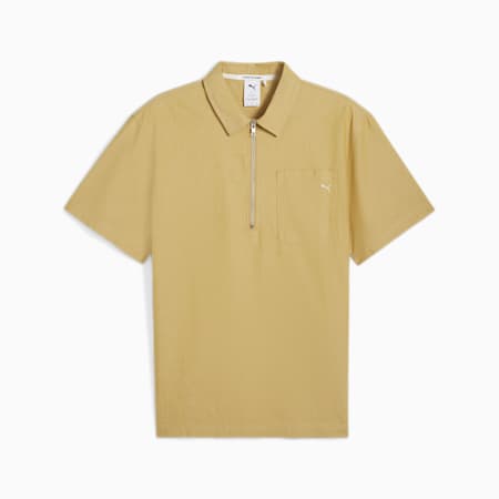 Camiseta MMQ con media cremallera para hombre, Golden Fog, small