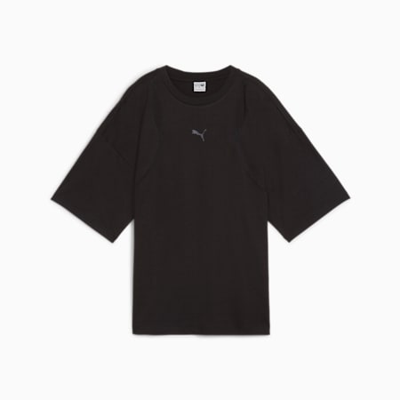 DARE TO Women's Oversized Cut-Out Tee, PUMA Black, small-NZL