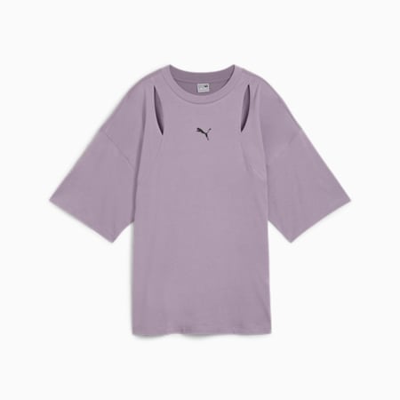 DARE TO Women's Oversized Cut-Out Tee, Pale Plum, small-NZL