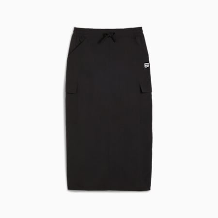 DOWNTOWN Women's Cargo Midi Skirt, PUMA Black, small-AUS