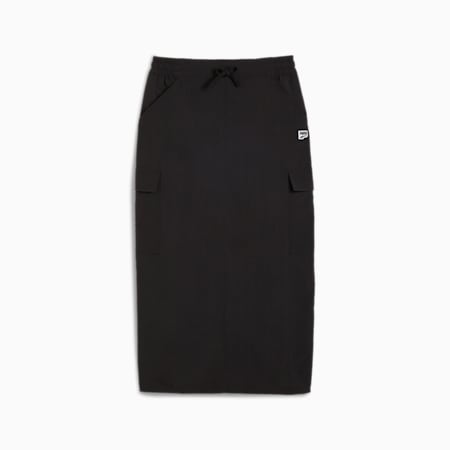 DOWNTOWN Women's Cargo Midi Skirt, PUMA Black, small-NZL