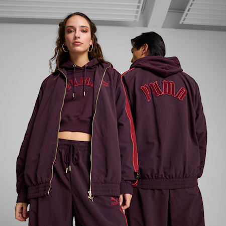 PLAY LOUD T7 Track Jacket Unisex, Midnight Plum, small